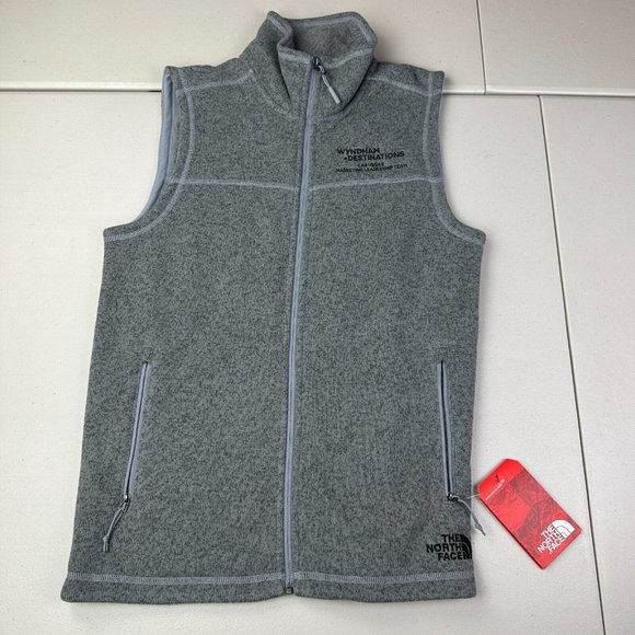 The North Face Sweater Fleece Vest Men's Medium S Gray Full-Zip w/Logos New NWT - Picture 1 of 11